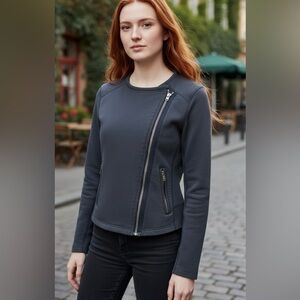 Vintage Gap Grey Cotton Moto Jacket. Size Medium